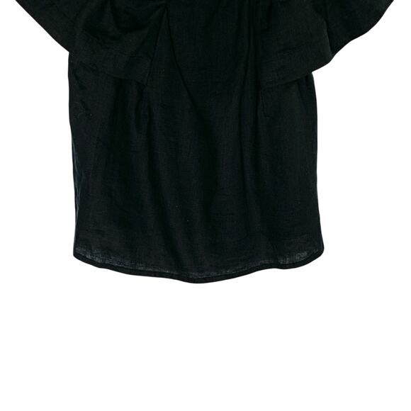 Pepitos Positano S Black Pleated Ruffle 100% Linen Top Breathable Travel - Picture 5 of 8